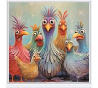 Meecaa Kit per punto croce prestampato a 11 punti, motivo pollo, grazioso kit da ricamo con accessori prestampati (36 cm x 36 cm) (pollo)