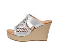 MEECHI Ciabatte Scavati da Donna Sandali con Zeppa E Plateau 10 Cm Pantofole Estive Vintage in Pelle PU con Punta Aperta Scarpe Comode da Sera, 36-43EU