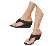 MEECHI Infradito con Zeppa da Donna Sandali retrò con Separatore delle Dita Pantofole Grandi in Pelle Scamosciata Scarpe da Spiaggia Boho for Il Tempo Libero Tacchi Alti Estate 2026(Black,41 EU)