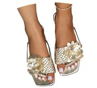 MEECHI Infradito Vintage con Fiori Sandali con Separatori Dita da Donna Flip-Flops Estive con Punta Quadrata Pantofole con Punta A Clip for Tempo Libero 2025 Nuove Piatte Scarpe da Spiaggia(40 EU)