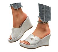 MEECHI Pantofole Estive da Donna Sandali Comodi con Plateau E Tacco A Zeppa Ciabatte Vintage con Punta Aperta Slippers Casual da Donna for Interni Ed Esterni