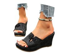 MEECHI Pantofole Estive da Donna Sandali Comodi con Plateau E Tacco A Zeppa Ciabatte Vintage con Punta Aperta Slippers Casual da Donna for Interni Ed Esterni