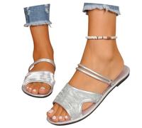 MEECHI Sandali Piatti da Donna Pantofole Vintage A Piedi Larghi Pantofole Estive con Punta Aperta Pantofole Slip-on in Pelle PU Scarpe da Spiaggia Bohémien for Tempo Libero Sandali da Studente(41 EU)