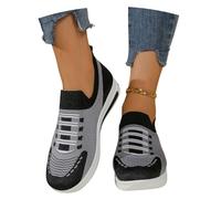 MEECHI Scarpe da Passeggio da Donna for Il Tempo Libero Sneaker Slip-on Scarpe Ortopediche Leggere E Comode con Suola Morbida Sneaker Estive Traspiranti in Maglia E Mesh(Black,39 EU)