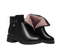 MEECHI Scarpe Invernali in Cotone Stivaletti Classici da Donna con Fibbia Stivali da Neve Caldi con Fodera in Peluche Boots Chelsea con Tacco Largo Stivaletti Impermeabili in Pelle PU(36 EU)