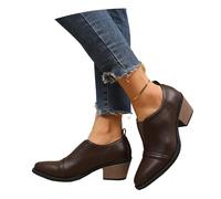 MEECHI Stivaletti Primavera 2026 Stivali Corti Moda da Donna con Punta Appuntita Eleganti Stivaletti Chelsea con Tacco Pumps in Stile Britannico for Feste, Scarpe alla Caviglia Casual(Brown,37 EU)