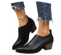 MEECHI Stivaletti Primavera 2026 Stivali Corti Moda da Donna con Punta Appuntita Eleganti Stivaletti Chelsea con Tacco Pumps in Stile Britannico for Feste, Scarpe alla Caviglia Casual(Black,39 EU)