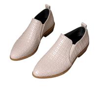MEECHI Stivaletti Slip-on Stivaletti Chelsea Eleganti da Donna con Tacco Basso 2026 Primavera Scarpe alla Caviglia in Pelle PU con Punta A Punta Stivali retrò in Stile Britannico(Beige,41 EU)