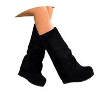 MEECHI Stivali sopra Il Ginocchio con Plateau Stivali da Donna A Gambale Lungo con Risvolto E Tacco A Zeppa Tacchi Alti Autunno-Inverno Scarpe Slip-on A Gambale Largo Stivali di Transizione