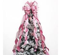 MEEDEE Puntale per albero di Natale rosa largo 30,5 cm di larghezza, fiocchi di Natale in velluto rosa glitterati per albero di Natale (1 confezione)