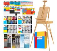 MEEDEN 141PCS Set di pittura, All-in-one Kit di pittura con cavalletto francese, olio acrilico acquerello Gouache Paint Set & pennelli, Art Painting Forniture per Adulti, Artisti