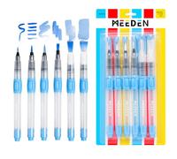 MEEDEN 6 pezzi Pennello per Acquerello Professionali, Acquerello con Serbatoio Riempibile, Penna ad Acqua Acquerello, Pennelli ad Acqua Punta Fine/Media/Grande per Pittura/Acquerelli