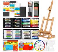 MEEDEN 71-Piece Acrylic Painting Set - Solid Beech Wood Table Easel, 48×22ML Acrylic Paint Set, Canvas Panels, Acrylic Paintbrush Set, Acrylic Pad, Wood Paint Palette, Gift for Kids & Beginner Artist