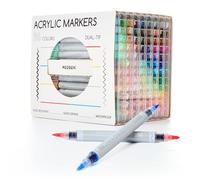 MEEDEN 96 colori acrilici: punta fine e punta flessibile del pennello con controllo automatico del colore per materiali artistici, matita doppia punta per pittura a pietra, legno, pietra, vetro