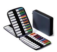 MEEDEN Astuccio organizer per pennarelli: custodia in pelle PU di alta qualità foderata con velluto setoso - Astuccio portapenne di grande capacità per uomini e artisti - Grigio ardesia