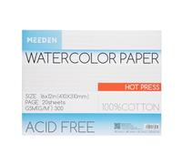 MEEDEN Blocco di carta per acquerelli, 100% cotone, blocco di 20 fogli, 300 g/m², carta artistica priva di acidi, per acquerelli, guazzo, inchiostro e altro, 40,6 x 30,5 cm, stampa a caldo