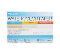MEEDEN Blocco di carta per acquerelli, 3 texture, 100% cotone, 300 g/m², carta artistica priva di acidi, per acquerelli, guazzo, inchiostro e altro, 25,4 x 17,8 cm