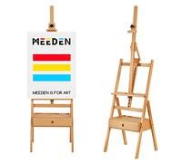 Meeden, cavalletto da studio inclinabile con telaio a H con cassetto per riporre oggetti artistici, regolabile, in legno di faggio massiccio, per artisti, studenti e principianti