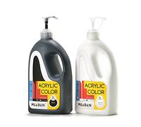 MEEDEN Colori acrilici bianchi e neri al titanio con coperchi a pompa, 1/2 gallone (2 l/7 once), colore intenso e atossico ricco pigmento, pittura murale, pittura per feste e fai da te creativo