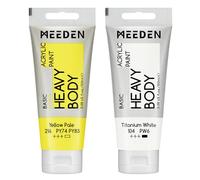 MEEDEN Giallo Chiaro Acrilico: 2 Tubetti x 100ml Colori Acrilici per Dipingere Heavy Body Con Aggiuntivo Di Bianco Titanio