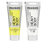 MEEDEN Giallo Limone Acrilico: 2 Tubetti x 100ml Colori Acrilici per Dipingere Heavy Body Con Aggiuntivo Di Bianco Titanio