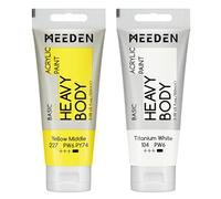 MEEDEN Giallo Medio Acrilico: 2 Tubetti x 100ml Colori Acrilici per Dipingere Heavy Body Con Aggiuntivo Di Bianco Titanio