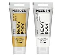 MEEDEN Giallo Ocra Acrilico: 2 Tubetti x 100ml Colori Acrilici per Dipingere Heavy Body Con Aggiuntivo Di Bianco Titanio