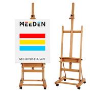 MEEDEN Grande Studio H-Frame Easel, Artista di Faggio Solido Mobile Regolabile Basculante, Verniciatura di Pavimenti Easel Stand, Contiene Tela Art Fino a 48"