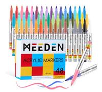 MEEDEN Marcatori acrilici: 48 colori acrilici con controllo automatico dell'inchiostro - 7,5 ml di grande capacità - Matite acriliche resistenti all'acqua & eccellente opacità per artisti, adulti