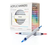 MEEDEN Matite acriliche in 48 colori: punta fine e punta del pennello, marcatore acrilico con controllo automatico del colore per materiali artistici - matita a doppia punta ad asciugatura rapida per