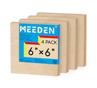 MEEDEN Pannello in tela di legno grezzo: 3,8 cm di profondità, 15,2 x 15,2 cm, confezione da 4 - Tavola artistica in legno bianco per pittura