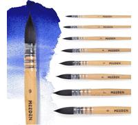 MEEDEN Pennelli ad acquerello professionali - Set da 9 pennelli sintetici con pelo di scoiattolo per artisti e hobbisti con manico in legno di faggio