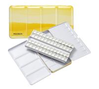 MEEDEN Scatola di Colori Acquerello Vuoto: Scatola Inchiostro Da Viaggio con 52 Mezze Pentole - Scatola Portatile Tavolozza Di Colore Bagnato In Metallo Per Acquerello A Guazzo Studenti-Giallo