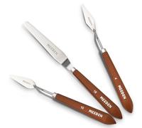 MEEDEN Set di 3 coltelli per tavolozze artistiche con manico in legno, lame in acciaio inox per olio, pittura su tela acrilica
