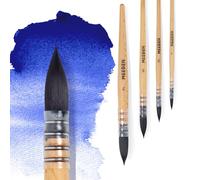 MEEDEN Set di 4 pennelli professionali per acquerelli, con manico in legno di faggio, set di pennelli per acquerelli, perfetti per principianti, hobbisti e professionisti, confezione individuale
