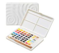 MEEDEN Set di Acquerelli 48 Colori in Scatola Portatile, Kit di Pittura con Pennello, Paletta e Materiali Artistici, Blocchi di Colore Personalizzabili, Set di Acquerelli da Viaggio per Professionisti