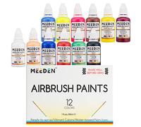MEEDEN Set di colori acrilici per aerografo, 12 colori x 30 ml, pronto da spruzzare, non tossico, a base d'acqua, kit per artisti, artigianato per tela, modello