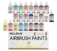 MEEDEN Set di colori per aerografo 24 colori con (30 ml) pronti per spruzzare colori opachi e traslucidi Set di colori per aerografo premium a base d'acqua per principianti, hobbisti e artisti