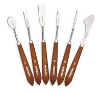 MEEDEN Set di coltelli per pittura artistica: 6 coltelli a forma unica in acciaio inox con manico in legno - Forniture artistiche per pittura a olio acrilico Gesso tela