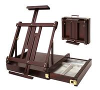 MEEDEN Studio - Cavalletto da tavolo con cassetto foderato in metallo, regolabile in legno di faggio massiccio e cavalletto per schizzi artisti, con contenitore, per studio o Plein Air