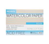 MEEDEN Taccuino di carta acquerello: 20 fogli di quaderno acquerello, 38 x 26 cm, 100% cotone, 300 g/m², blocco di carta acquerello senza acidi, per acquerello a guazzo, inchiostro a grana