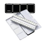 MEEDEN Tavolozza di latta vuota per acquerelli, scatola di vernice media da viaggio in metallo con 26 pezzi di mezza padella