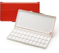 MEEDEN Tavolozza per acquerelli a tenuta stagna, vassoio da viaggio con ampie aree di miscelazione, tavolozza pieghevole a 33 pozzetti rosa per acquerelli, guazzo, vernice acrilica