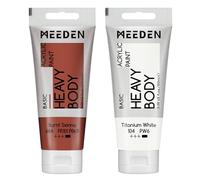 MEEDEN Terra Di Siena Bruciata Acrilico: 2 Tubetti x 100ml Colori Acrilici per Dipingere Heavy Body Con Aggiuntivo Di Bianco Titanio
