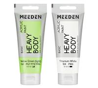 MEEDEN Verde Giallo Chiaro Acrilico: 2 Tubetti x 100ml Colori Acrilici per Dipingere Heavy Body Con Aggiuntivo Di Bianco Titanio