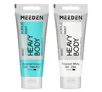 MEEDEN Verde Smeraldo Acrilico: 2 Tubetti x 100ml Colori Acrilici per Dipingere Heavy Body Con Aggiuntivo Di Bianco Titanio