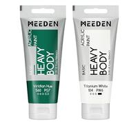 MEEDEN Verde Viridiano Acrilico: 2 Tubetti x 100ml Colori Acrilici per Dipingere Heavy Body Con Aggiuntivo Di Bianco Titanio