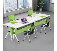 Meedlopia Set di 4 tavoli da conferenza pieghevoli, scrivania per computer in piedi per casa e ufficio, tavolo da allenamento con piano ribaltabile e ruote silenziose, struttura in acciaio + piano in