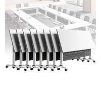 Meedlopia Tavoli da allenamento mobili moderni con piano ribaltabile e ruote, tavolo da conferenza per seminari e riunioni bianco per la formazione in aula e in sala conferenze