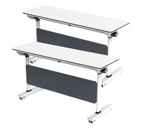 Meedlopia Tavolo da conferenza pieghevole con ruote bloccabili, mobile piano ribaltabile, per seminari, riunioni, facile montare, 55,1" x15,7 x29,5